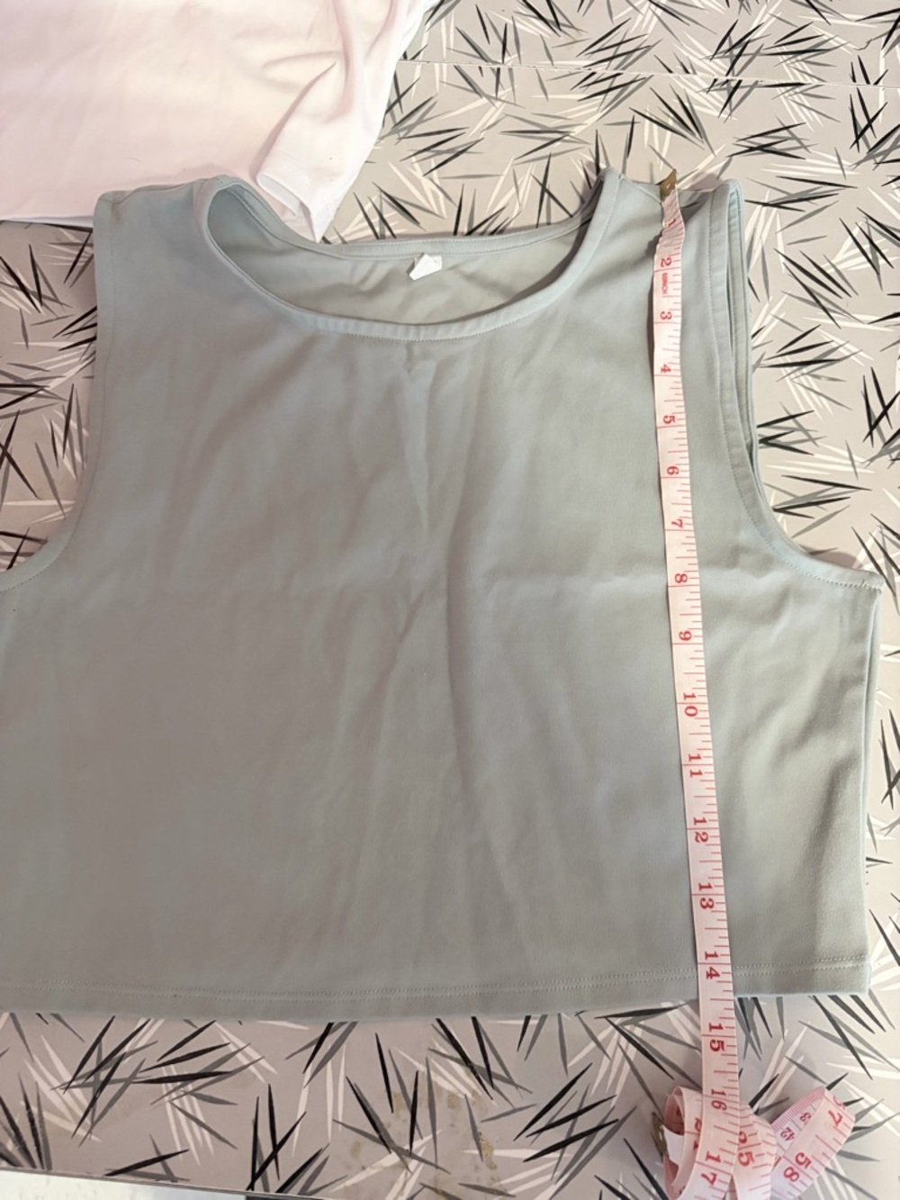 Two Cropped Sleeveless Tank Top in Sage Green and White